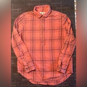 Madewell Transitional Cozy-Chic Light Flannel Popover Colcord Plaid Pink XS